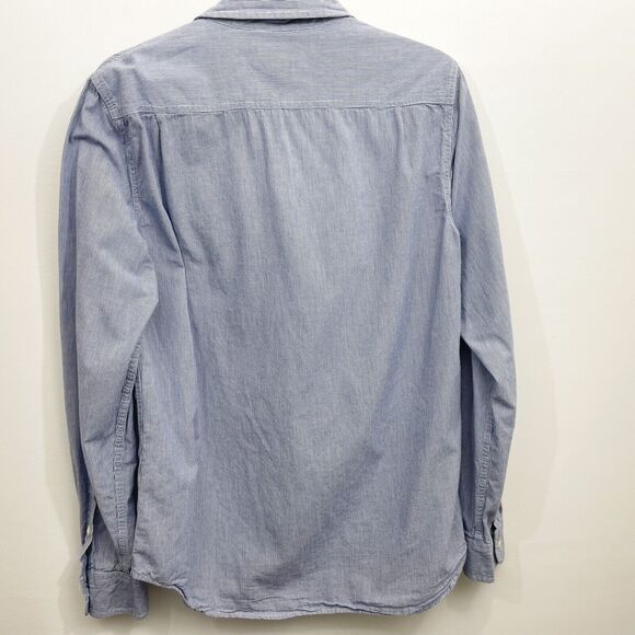 Denim & Supply Ralph Lauren Womens M Shirt Cotton Blue Pinstripe Button Front - Picture 5 of 7